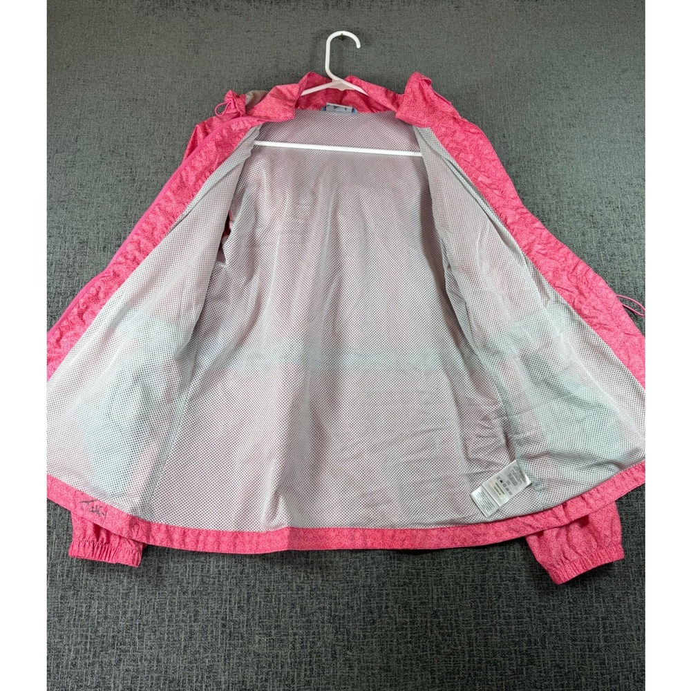Columbia Pink Geometric Pattern Hooded Windbreaker Jacket Womens Medium 1625861 - Picture 6 of 13